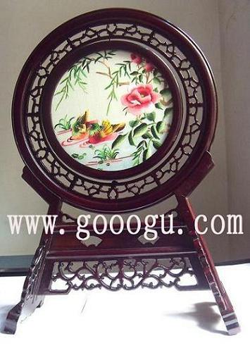 鴛鴦雙面繡，蘇州雙面繡，蘇繡雙面刺繡臺(tái)屏
