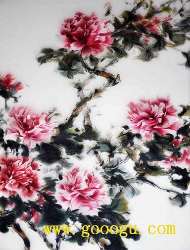 蘇繡牡丹精品，牡丹刺繡畫(huà)，蘇繡精品畫(huà)