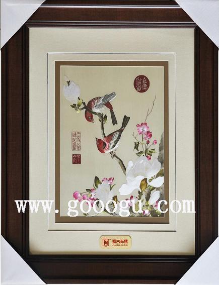 蘇繡精品,郎士寧仙萼長春圖,海堂玉蘭,手工刺繡畫精品
